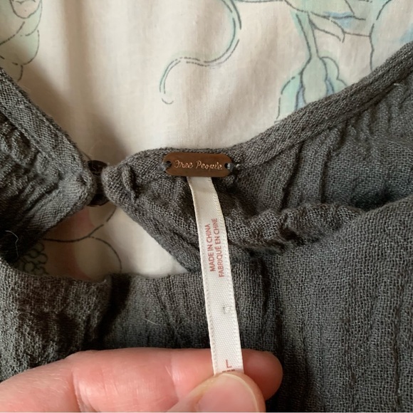 Free People Gray Open Back Jumpsuit Linen Cotton Blend - Picture 2 of 10